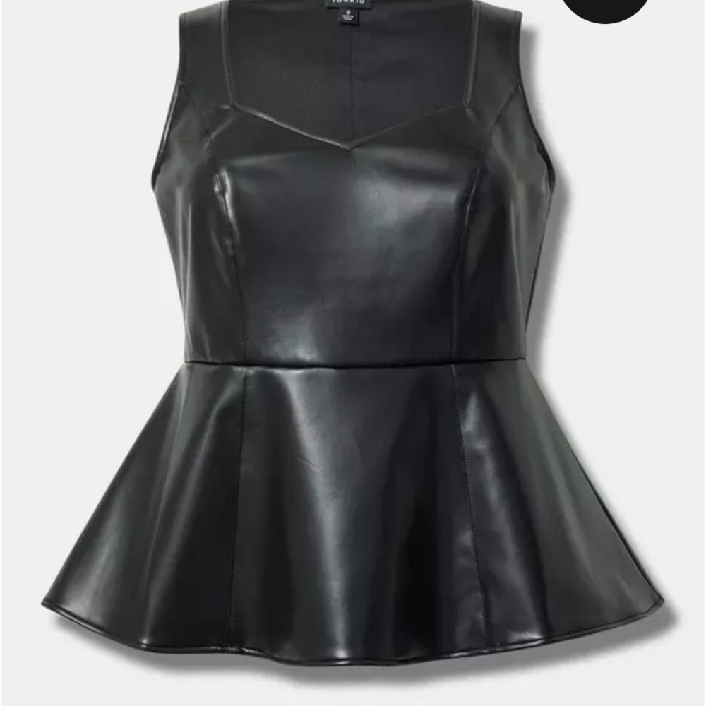 Torrid Peplum Faux Leather Top Black Size 1 NWT